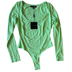 JLuxLabel Green Bethie Scoop Long Sleeve Bodysuit